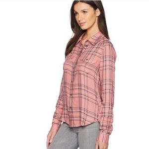 NEW- PAIGE MYA Shirt Fox glove Plaid in Old Rose